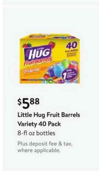 Walmart Little Hug Fruit Barrels Variety 40 Pack offer