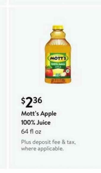 Walmart Mott's Apple 100% Juice offer