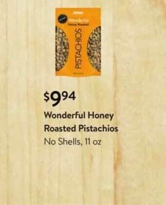 Walmart Wonderful Honey Roasted Pistachios No Shells offer