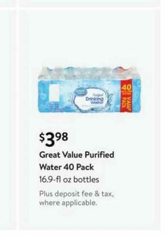 Walmart Great Value Purified Water 40 Pack offer