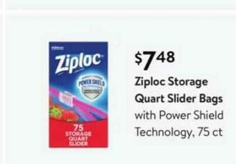 Walmart Ziploc Storage Quart Slider Bags With Power Shield Technology offer