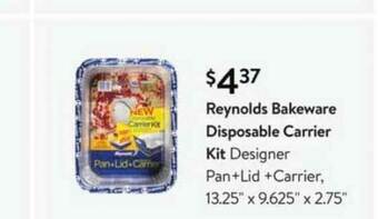 Walmart Reynolds Bakeware Disposable Carrier Kit Designer Pan+Lid +Carrier offer