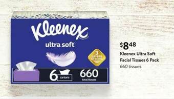 Walmart Kleenex Ultra Soft Facial Tissues 6 Pack offer