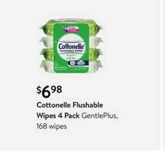 Walmart Cottonelle Flushable Wipes 4 Pack GentlePlus offer