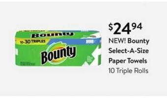 Walmart Bounty Select-A-Size Paper Towels offer