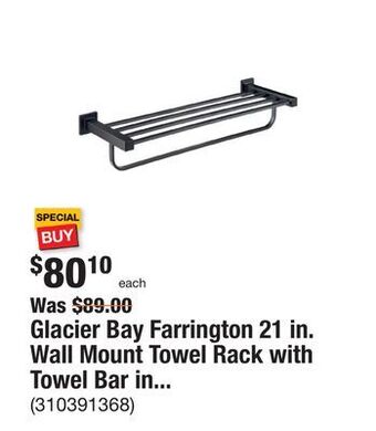 The Home Depot Glacier bay farrington 21 in. wall mount towel rack with towel bar in matte black offer