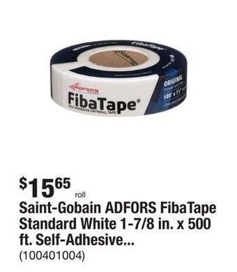 The Home Depot Saint-gobain adfors fibatape standard white 1-7/8 in. x 500 ft. self-adhesive mesh drywall joint tape offer
