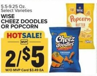 Food Lion Wise Cheez Doodles or Popcorn 5.5-9.25 oz offer