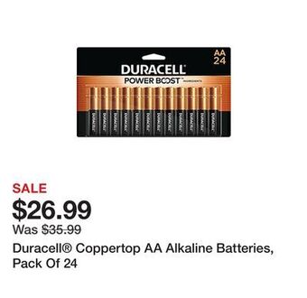 Office Depot Duracell® coppertop aa alkaline batteries, pack of 24 offer