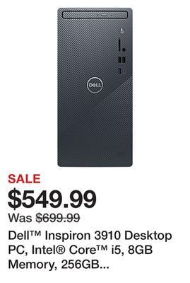 Office Depot Dell™ inspiron 3910 desktop pc, intel® core™ i5, 8gb memory, 256gb solid state drive/1tb hard drive, windows® 11 home, i3910- offer