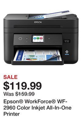 Office Depot Epson® workforce® wf-2960 color inkjet all-in-one printer offer