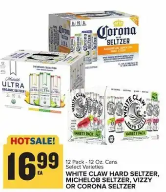 Food Lion White Claw Hard Seltzer, Michelob Seltzer, Vizzy or Corona Seltzer 12 oz offer