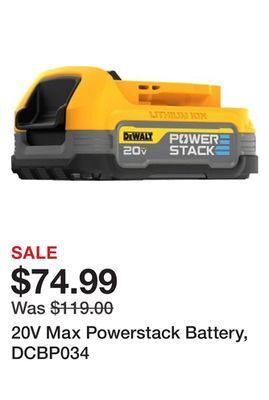 Tractor Supply Company 20v max powerstack battery, dcbp034 offer