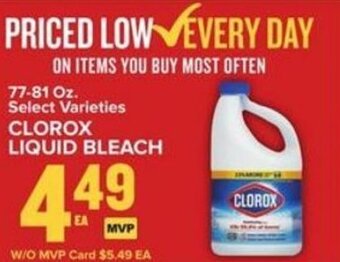 Food Lion Clorox Liquid Bleach 77-81 oz offer