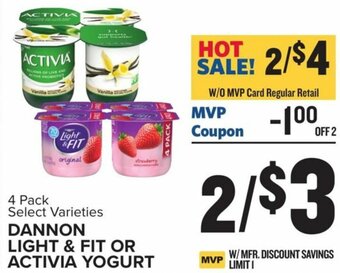 Food Lion Dannon Light & Fit or Activia Yogurt offer