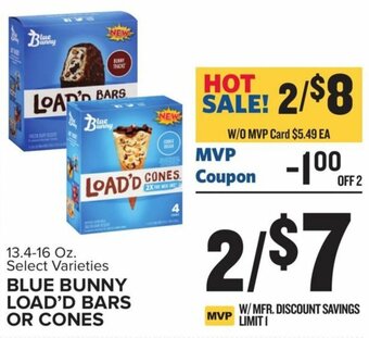 Food Lion Blue Bunny Load'd Bars or Cones 13.4-16 oz offer