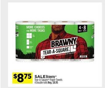 Dollar General Brawny tear-a-square paper towels 4 double rolls offer