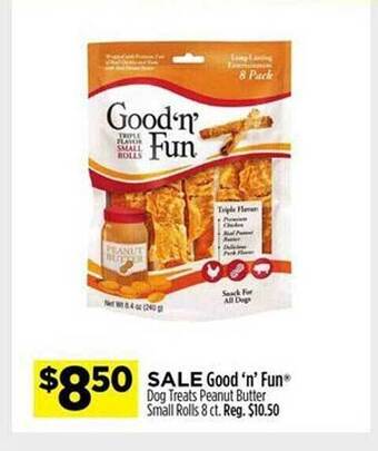 Dollar General Good 'n' fun dog treats peanut butter small rolls offer