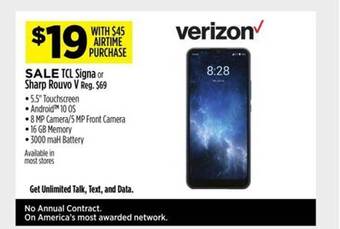 Dollar General Verizon tcl signa or sharp rouvo v offer