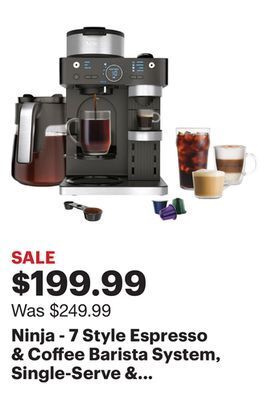 Best Buy Ninja - 7 style espresso & coffee barista system, single-serve & nespresso capsule compatible, 12-cup carafe, built-in frothe offer