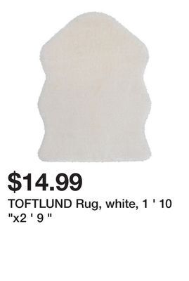 Ikea Toftlund rug, white, 1 ' 10 "x2 ' 9 " offer