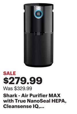 Best Buy Shark - air purifier max with true nanoseal hepa, cleansense iq, odor lock, cleans up to 1200 sq. ft - charcoal grey offer