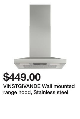 Ikea Vinstgivande wall mounted range hood, stainless steel offer