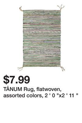 Ikea Tånum rug, flatwoven, assorted colors, 2 ' 0 "x2 ' 11 " offer