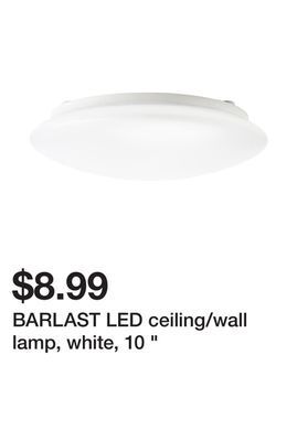 Ikea Barlast led ceiling/wall lamp, white, 10 " offer