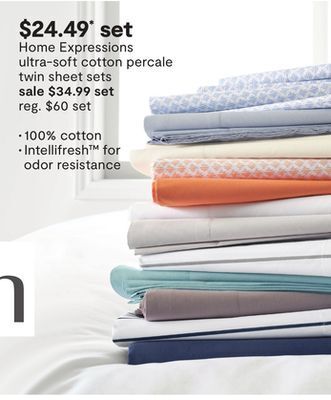 JC Penney Home expressions ultra-soft cotton percale twin sheet sets offer