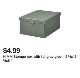 Ikea Nimm storage box with lid, gray-green, 9 ¾x13 ¾x6 " offer