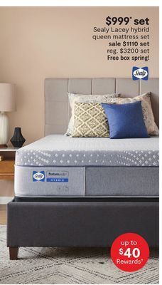 JC Penney Sealy lacey hybrid queen mattress set offer