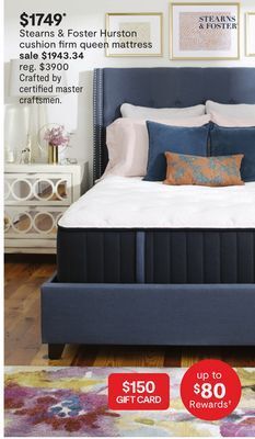 JC Penney Stearns & foster hurston cushion firm queen mattress offer