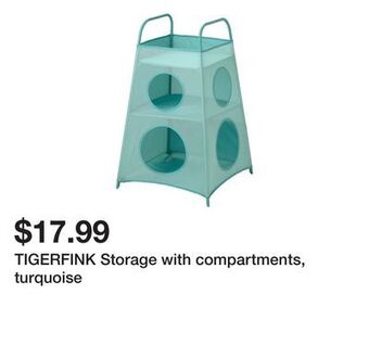Ikea Tigerfink storage with compartments, turquoise offer
