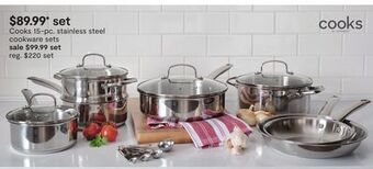 JC Penney Cooks 15-pc. stainless steel cookware sets offer