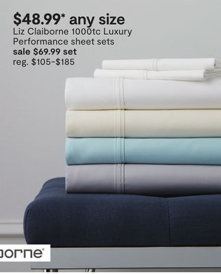 JC Penney Liz claiborne 1000tc luxury performance sheet sets offer
