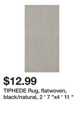 Ikea Tiphede rug, flatwoven, black/natural, 2 ' 7 "x4 ' 11 " offer