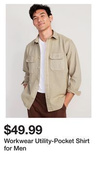 Old Navy Workwear utility-pocket shirt for men offer
