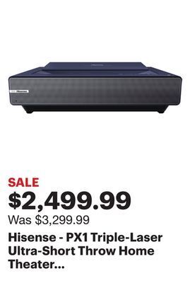 Best Buy Hisense - px1 triple-laser ultra-short throw home theater projector, 4k uhd, hdr, android tv, dolby atmos, 2000 lumens - blue offer