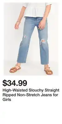 Old Navy High-waisted slouchy straight ripped non-stretch jeans for girls offer