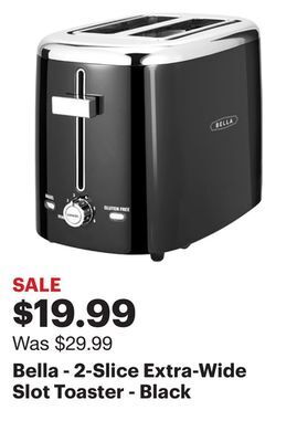 Best Buy Bella - 2-slice extra-wide slot toaster - black offer
