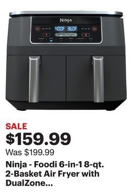Best Buy Ninja - foodi 6-in-1 8-qt. 2-basket air fryer with dualzone technology - dark grey offer