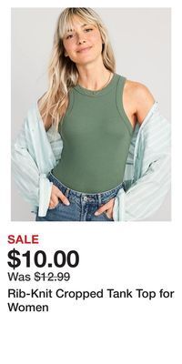 Old Navy Rib-knit cropped tank top for women offer