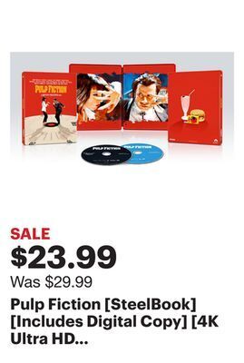Best Buy Pulp fiction [steelbook] [includes digital copy] [4k ultra hd blu-ray/blu-ray] [1994] offer