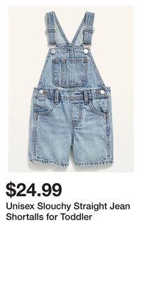 Old Navy Unisex slouchy straight jean shortalls for toddler offer
