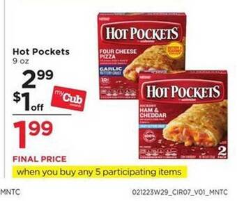 Cub Foods Hot pockets offer