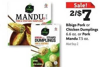 Family Dollar Bibigo pork or chicken dumplings or pork mandu offer