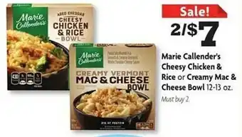Family Dollar Marie callender's cheesy chicken & rice or creamy mac & cheese bowl offer