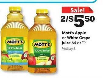 Family Dollar Mott's apple or white grape juice offer
