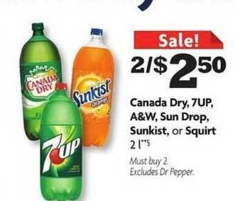Family Dollar Canada dry, 7up, a&w, sun drop, sunkist or squirt offer
